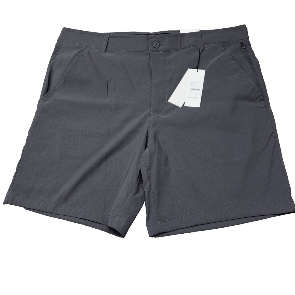 NWT DKNY Mens Stretch Shorts Size 36 Zip Pocket Performance Casual Golf Gray NWT